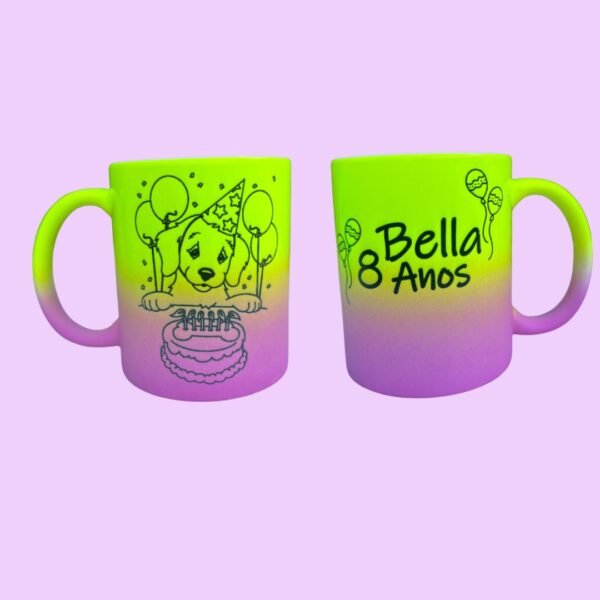 Caneca de porcelana cores neon